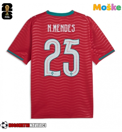 Moške Nogometnih dresov Portugalska Nuno Mendes #25 Domači SP 2026 Kratki rokavi Moške Nogometnih dresov Portugalska Nuno Mendes #25 Domači SP 2026 Kratki rokavi